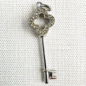 Sterling Silver Key Pendant Necklace With Marcasite Detail Marked 925 Thailand